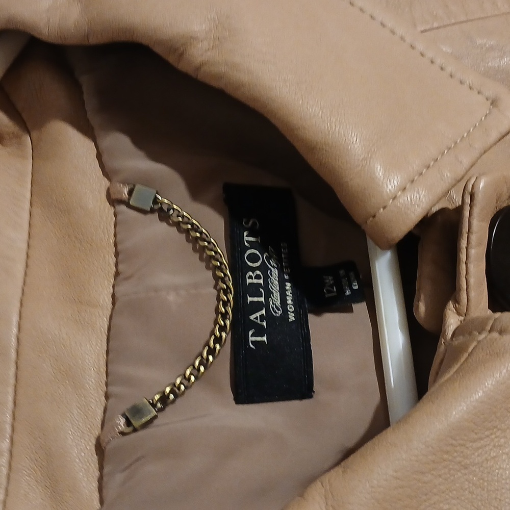 Talbots Tan Leather Button-Front Jacket - image 2